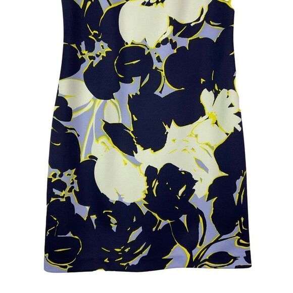 Vince Camuto Floral Print Cap Sleeve Sheath Dress Size 4, Blue/Ivory/Yellow - Picture 4 of 11